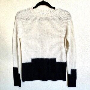 Madewell cream sweater color block long sleeve Alpaca n wool knit sweater size S